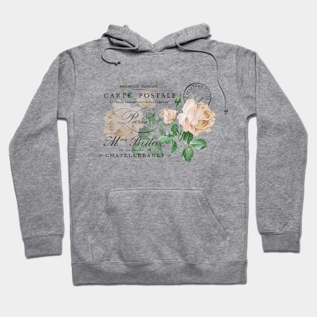 Rose Vintage French Postcard Hoodie by iZiets